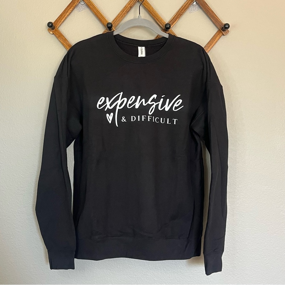 Expensive & Difficult Black Crewneck Sweater Cozy Gift